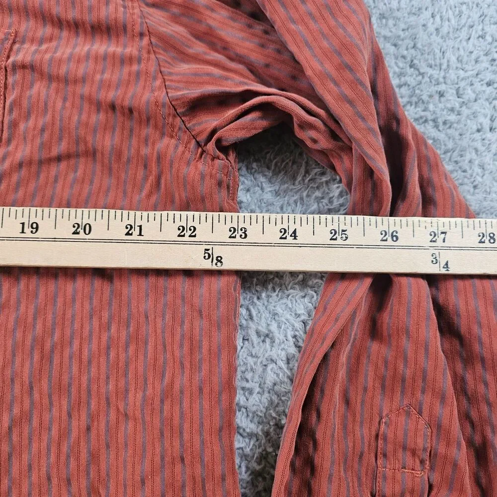 North Face Shirt Mens Large Burnt Orange Striped Long Sleeve Outdoor Hike Casual